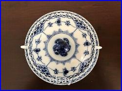 3 Sets Royal Copenhagen Blue Fluted Half Lace Cream Soup Bowls, Lids & Saucers