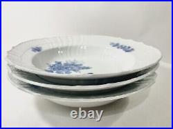 3x Royal Copenhagen Blue Flowers 1616 Curved Deep Plates Soup Pasta Bowls 22 cm