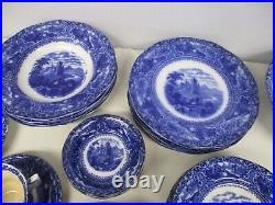 44 Pcs Antique Staffordshire Blue & White Watteau Rn 555592 Gorgeous Set