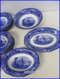 44 Pcs Antique Staffordshire Blue & White Watteau Rn 555592 Gorgeous Set