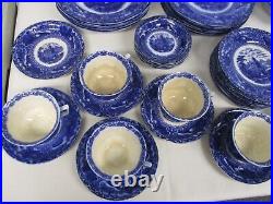 44 Pcs Antique Staffordshire Blue & White Watteau Rn 555592 Gorgeous Set