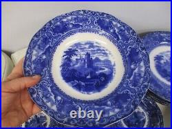 44 Pcs Antique Staffordshire Blue & White Watteau Rn 555592 Gorgeous Set