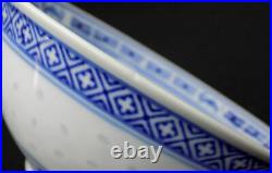 44 pc Chinese rice eye porcelain set teapot cups plates bowls blue white dragon