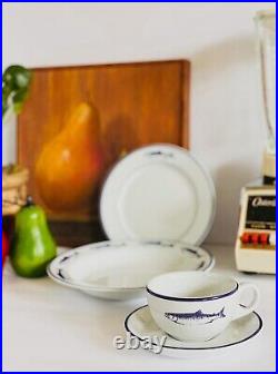 4PCs Set 10 Strawberry Street Trout Fish Blue and White Plates Cup Bowl Poland