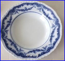 4 ANTIQUE Booths England Semi-Porcelain Cheswick Blue&White Large Soup Plates