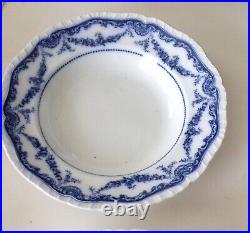 4 ANTIQUE Booths England Semi-Porcelain Cheswick Blue&White Large Soup Plates