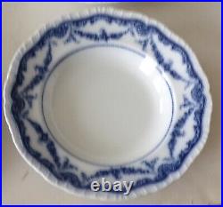4 ANTIQUE Booths England Semi-Porcelain Cheswick Blue&White Large Soup Plates