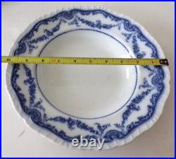 4 ANTIQUE Booths England Semi-Porcelain Cheswick Blue&White Large Soup Plates
