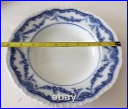 4 ANTIQUE Booths England Semi-Porcelain Cheswick Blue&White Large Soup Plates