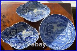 4 ANTIQUE COPELAND SPODE BLUE ITALIAN PATTERN SET OF 4 Bowl Plate Serving Dish