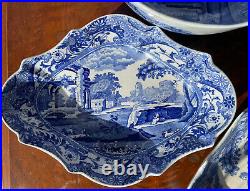 4 ANTIQUE COPELAND SPODE BLUE ITALIAN PATTERN SET OF 4 Bowl Plate Serving Dish