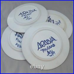 (4) Anja Jaatinen for ARABIA of Finland Blue & White PAJU 7 3/4 Salad Plates NR