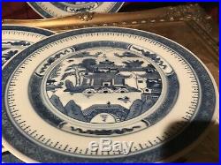 4 Asian Porcelain Blue & White Canton Design 9 Plates