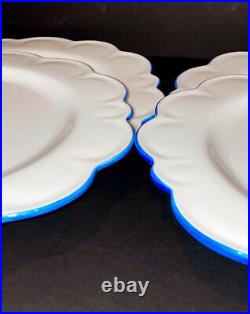 4 New Aerin Lauder Williams Sonoma Blue Scalloped Platter Dinner Plates Chargers