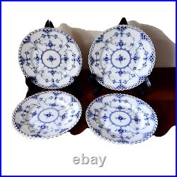 4 Old Plates 15 cm BLUE FLUTED FULL LACE # 1-1088 Royal Copenhagen 1937