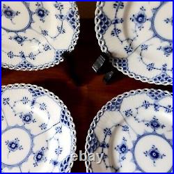 4 Old Plates 15 cm BLUE FLUTED FULL LACE # 1-1088 Royal Copenhagen 1937