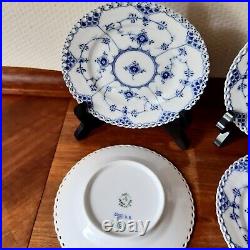 4 Old Plates 15 cm BLUE FLUTED FULL LACE # 1-1088 Royal Copenhagen 1937