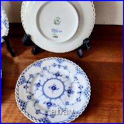 4 Old Plates 15 cm BLUE FLUTED FULL LACE # 1-1088 Royal Copenhagen 1937