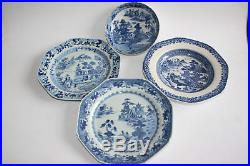 4 Pcs 18th Century Antique Chinese Porcelain Blue and White Plate
