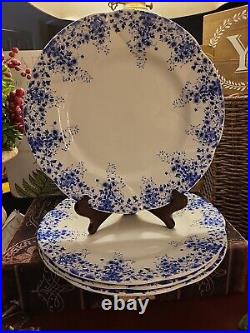 (4) Royal Albert-DAINTY BLUE-Blue & White Floral-10.25 Dinner Plates-Excellent