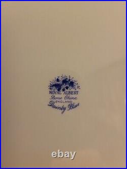 (4) Royal Albert-DAINTY BLUE-Blue & White Floral-10.25 Dinner Plates-Excellent