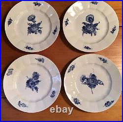 4 Royal Copenhagen Blue Flower Plates 10 Ribbed Perfect! 8549