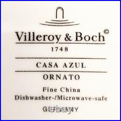 4 Villeroy and Boch Casa Azul Ornato Dinner Plates 10 1/2