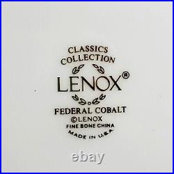 4x Lenox Federal Cobalt Dinner Plates 10¾ With Gold Trim Navy/Cobalt Blue White