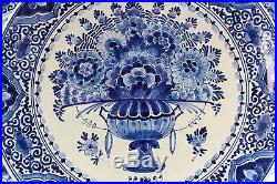 4x Royal Delft Porceleyne Fles, blue on white wall plate, dish 22cm 8.8inch
