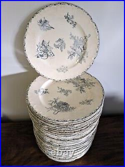 59 x Antique French Le Grand Dépôt Dinner Plates Blue and White Transferware