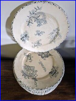 59 x Antique French Le Grand Dépôt Dinner Plates Blue and White Transferware