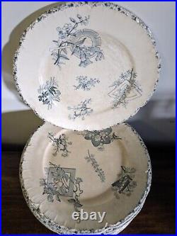 59 x Antique French Le Grand Dépôt Dinner Plates Blue and White Transferware