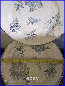 59 x Antique French Le Grand Dépôt Dinner Plates Blue and White Transferware