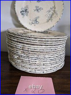59 x Antique French Le Grand Dépôt Dinner Plates Blue and White Transferware