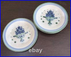 5X M. A. Hadley Plates Blueberry Bouquet 9 Vintage Pottery Blue Green White