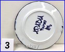 5 Arabia Finland Valencia Salad Plates Set Vintage Blue White Swirls Dishes Lot