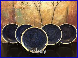 5 Block Basica Cerind 1998 CHAOS White Blue LARGE Coupe Dinner Plates RARE