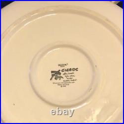 5 Block Basica Cerind 1998 CHAOS White Blue LARGE Coupe Dinner Plates RARE
