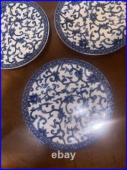 5 Ralph Lauren China MANDARIN BLUE, Blue & White Lattice Scroll Salad Plate 8.5