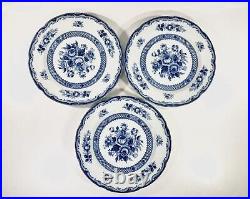 5x Nagoya Shokai Blue Rose Japan Plate Set Blue and White China Salad Plates