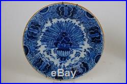 5x antique Blue & White Delft Faiance Makkum Peacock Plates 23,5cm / 9.4 inch