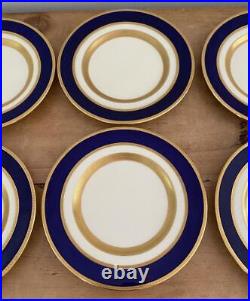 6 Antique Minton Tiffany & Co Gold Encrusted Embossed Cobalt Blue 7.5 Plates