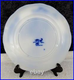 (6) Antique Staffordshire Pekin Flow Blue China Ironstone Salad Plates