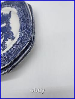 6 Johnson Brothers Willow Blue Square Salad Plate Set 7.75 Blue White Plates