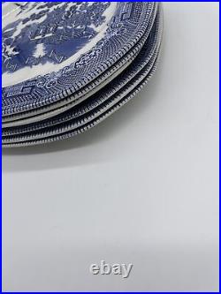 6 Johnson Brothers Willow Blue Square Salad Plate Set 7.75 Blue White Plates