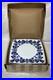 6 NIB Blue & White Bombay Asian Garden Square Dinner Plates Platinum Trim 11