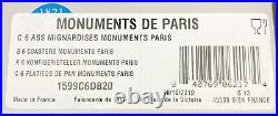 6 Paris Monuments Gien France Small Canape Butter Plates Blue White