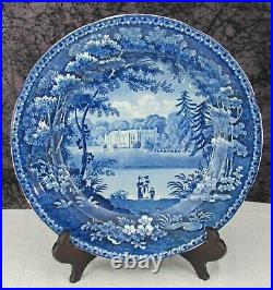 (6) Staffordshire Blue Transferware Wistow Hall Leicestershire 8 3/4 Plates