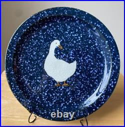 6 Vintage OTAGIRI SPACKLED GOOSE 10.75 Blue White Dinner Plates Japan GUC