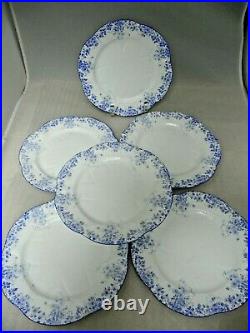 6 Vintage Shelley Bone China Dainty Blue 8 Salad Plates England